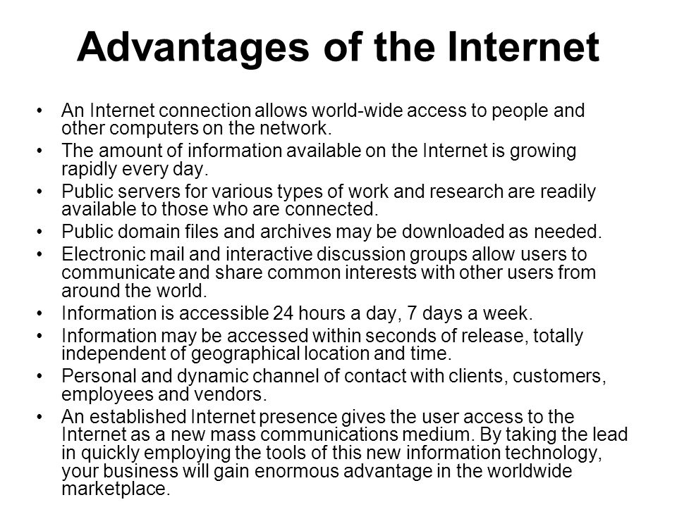 Advantage of internet in doing business